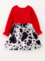 Girls Cow Print Dress