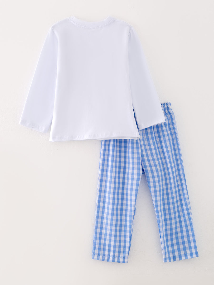 Farm Blue Smocking Embroidered Boys Outfits