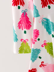 Christmas Tree Print Long Sleeve Dress