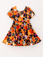 Halloween Spider Pumpkin Princess Print Dress