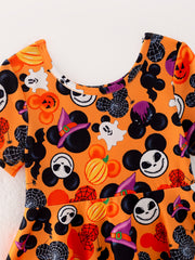 Halloween Spider Pumpkin Princess Print Dress