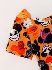 Halloween Spider Pumpkin Princess Print Dress