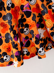 Halloween Spider Pumpkin Princess Print Dress