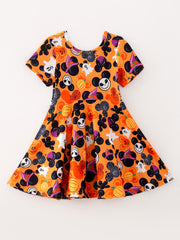 Halloween Spider Pumpkin Princess Print Dress