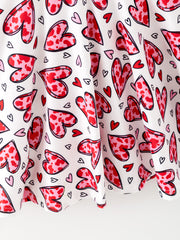 Toddler Girls Valentine Party Red Heart Print Dress