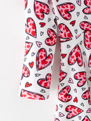 Toddler Girls Valentine Party Red Heart Print Dress