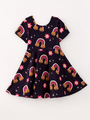 Girls Autumn Star Rainbow Print Dress