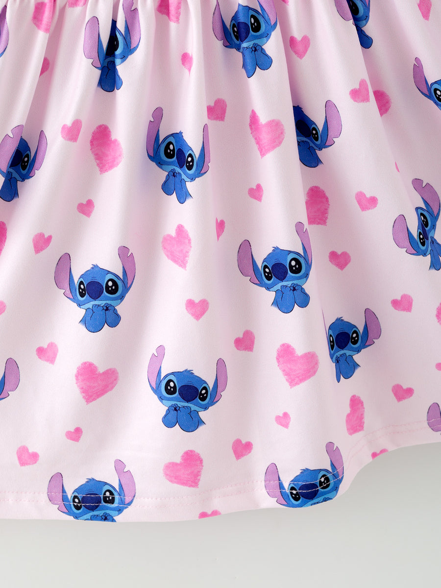 Valentine's Day Character Print Ruffle Long Sleeve Girls Dress