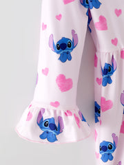 Valentine's Day Character Print Ruffle Long Sleeve Girls Dress