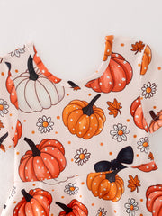 Halloween Pumpkin Bow Print Dress