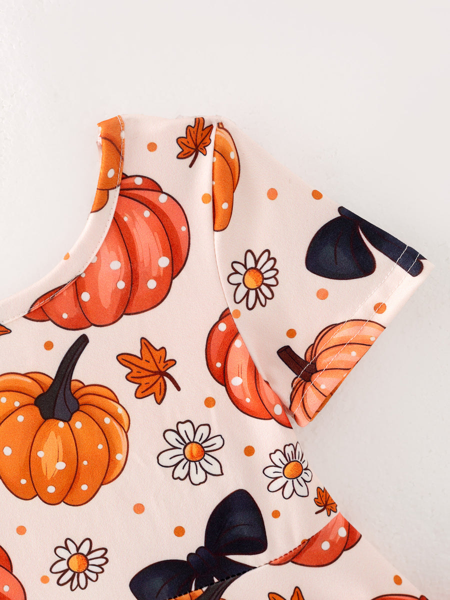 Halloween Pumpkin Bow Print Dress