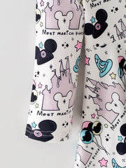 Valentine's Day Girls Castle Character Print Long Sleeve Dress