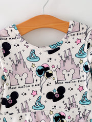 Valentine's Day Girls Castle Character Print Long Sleeve Dress