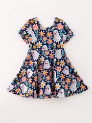 Girls Halloween Floral Ghost Dress