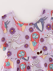 Halloween Ghost Character Print Purple Dress