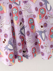 Halloween Ghost Character Print Purple Dress