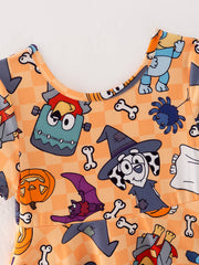 Halloween Pumpkin Character Print Dress