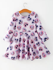Toddler Girls Character Print Purple Heart Dress