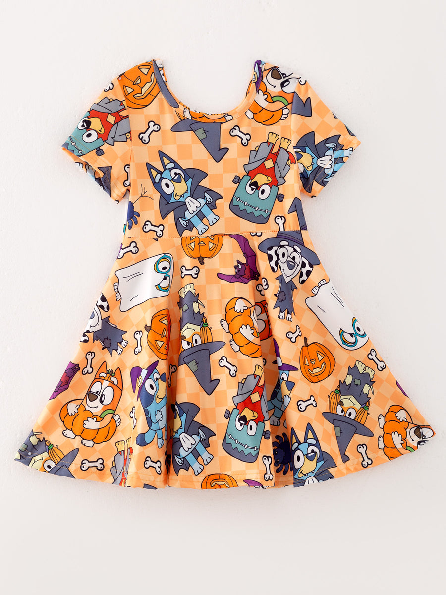 Halloween Pumpkin Character Print Dress