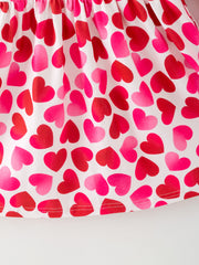 Toddler Girls Valentine Party Dress – Red Pink Ruffle Sleeve Dress