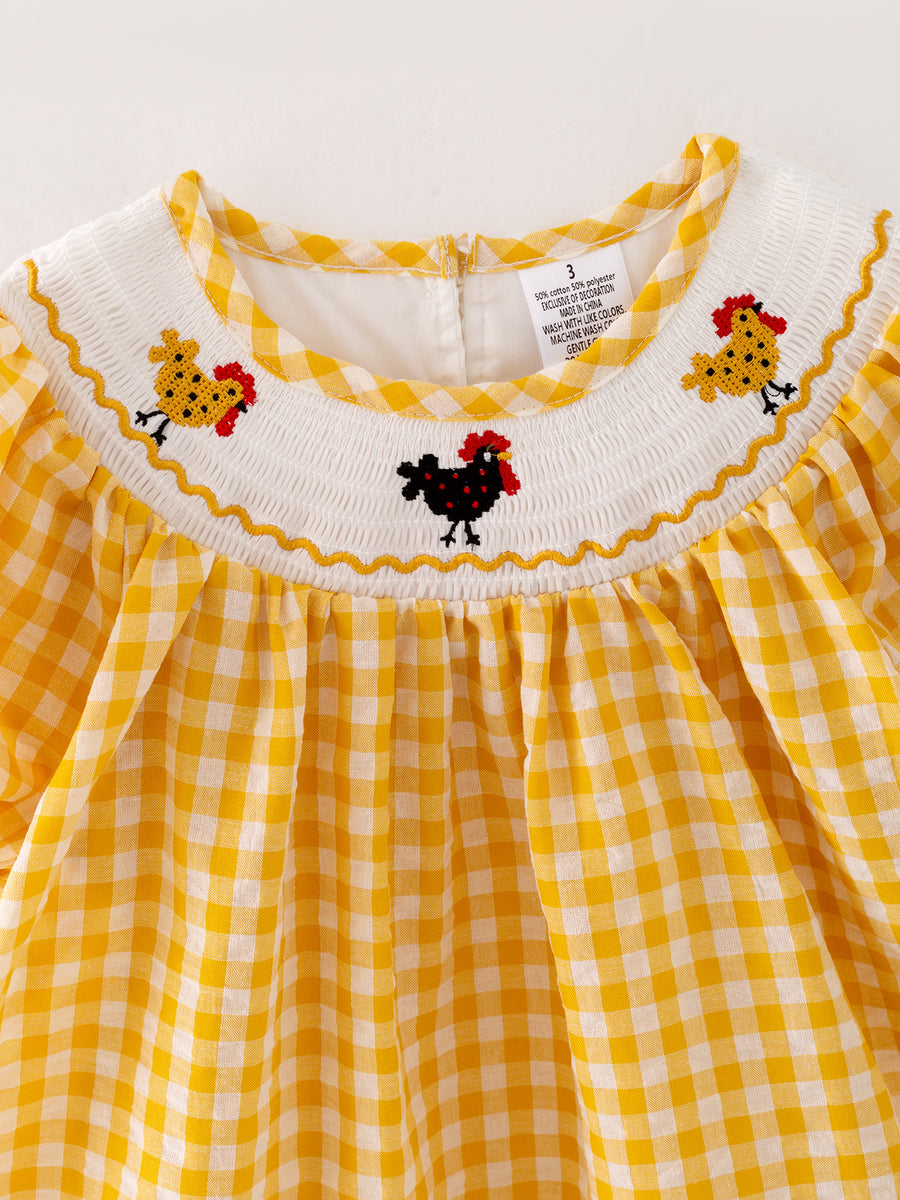 Farm Turkey Smocking Embroidered Girls Dress