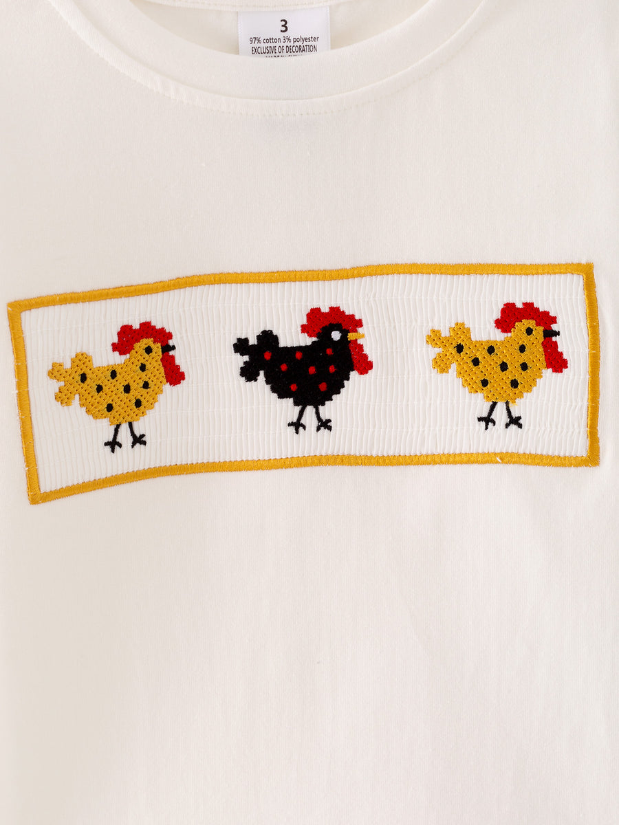 Chicken  Smocking Embroidered Boys Outfits