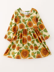 Girls Dress Of 3 PCS In One Package Fall Print Dress