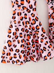 Halloween Pumpkin Letter Print Long Sleeve Suit Leopard Print Flared Pants