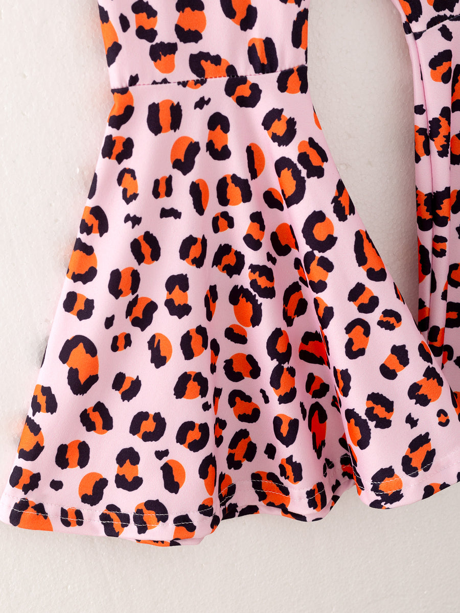 Halloween Pumpkin Letter Print Long Sleeve Suit Leopard Print Flared Pants