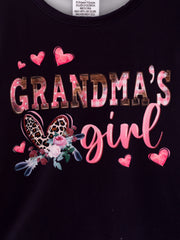 Fall "GRANDMA'S GIVE" Print Girls Outfit