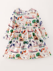 Girls Dress Of 3 Pcs In One Package Fall Print Girls Dress