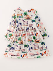 Girls Dress Of 3 Pcs In One Package Fall Print Girls Dress