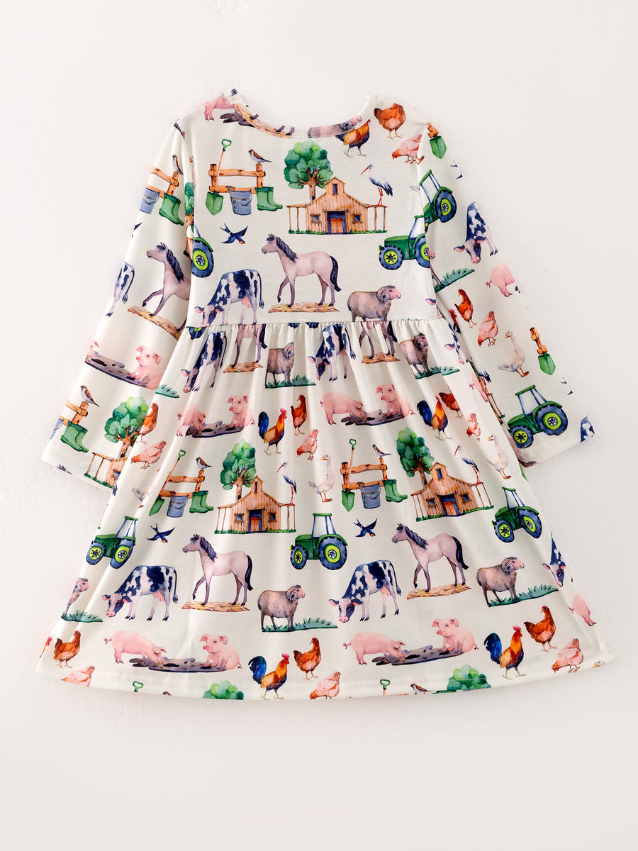 Girls Dress Of 3 Pcs In One Package Fall Print Girls Dress