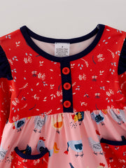 Girls Christmas Print Pocket Outfit Set