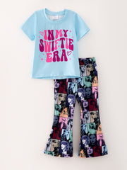 TS Print Girls Milk Silk Blue Outfits