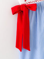 Toddler Girls Baseball Smocked Dress – Blue Plaid Summer Outfit