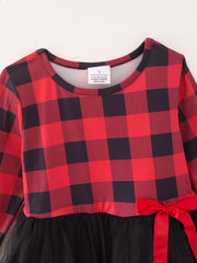 Girls Red And Black Plaid Tutu Dress