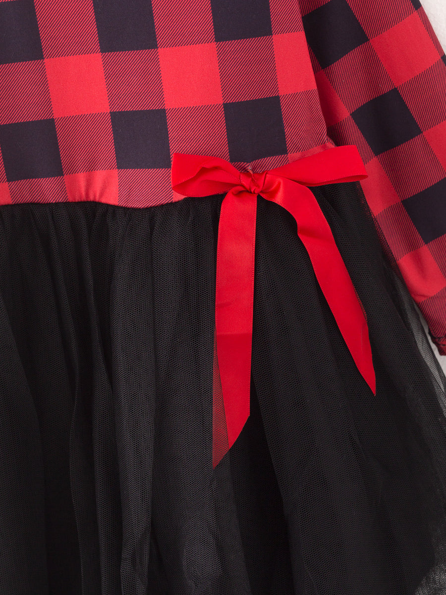 Girls Red And Black Plaid Tutu Dress