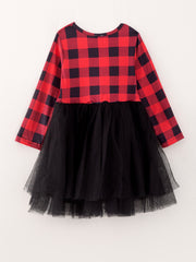 Girls Red And Black Plaid Tutu Dress