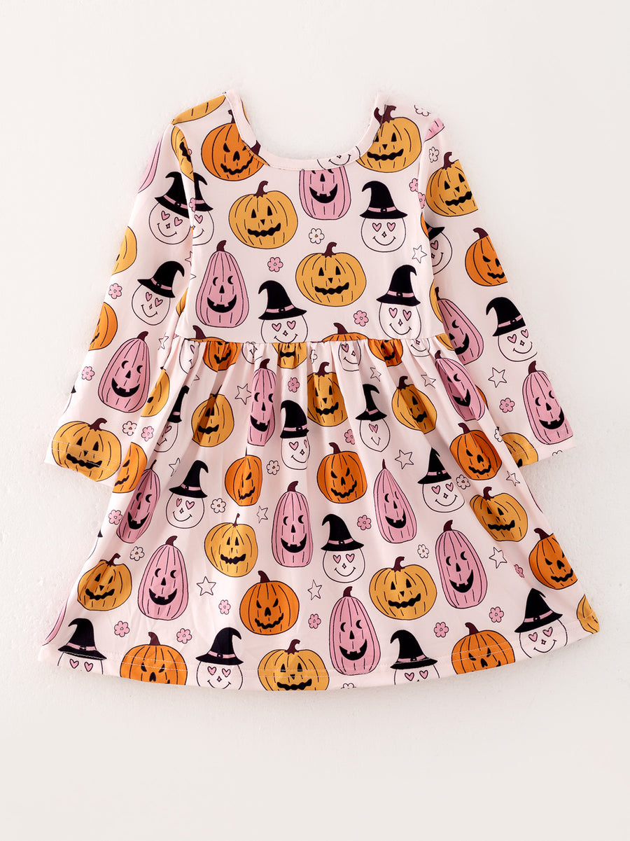 Girls Halloween Print Milk Silk Dress