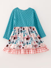 Girls Christmas Floral Print Dress