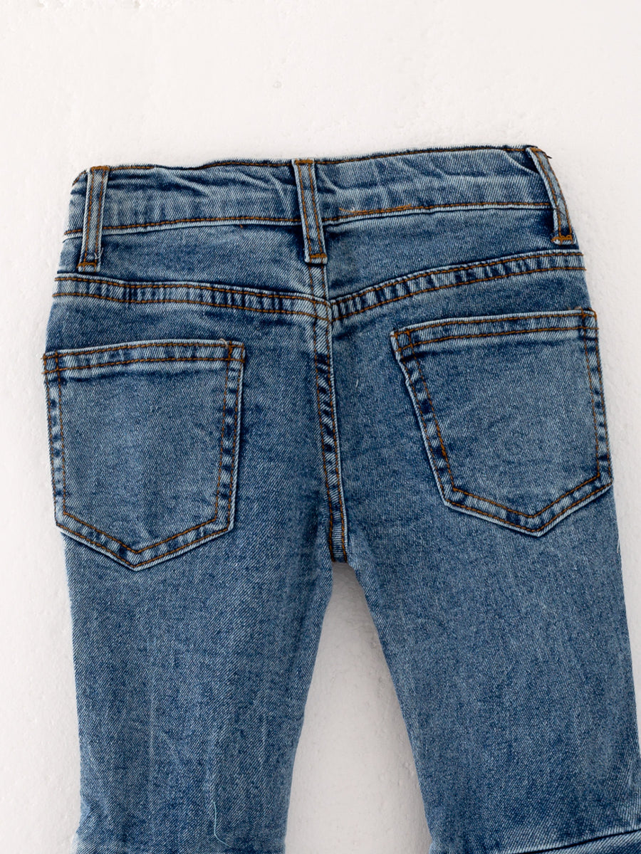 Girls Tight Double Layer Bell-bottoms Denim Jeans Pants