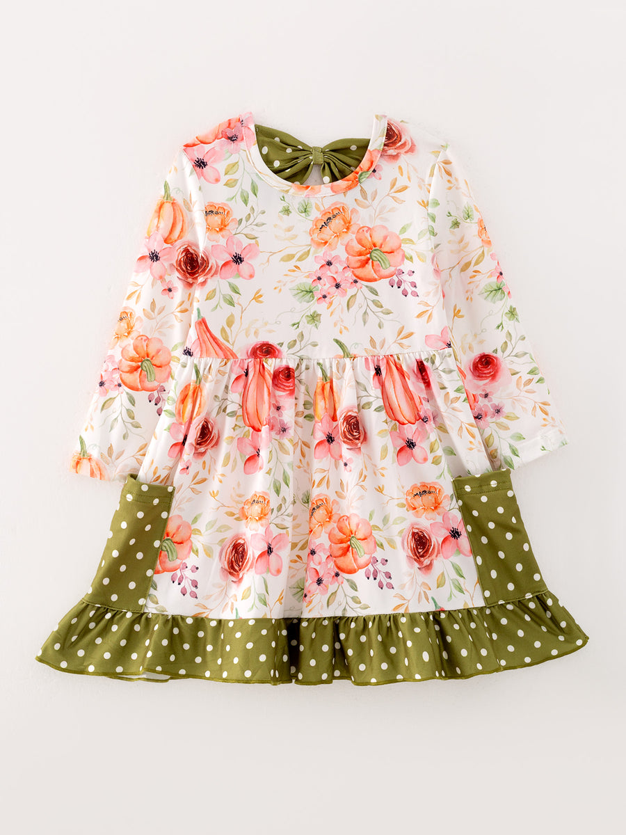 Autumn Girls Floral Print Dress