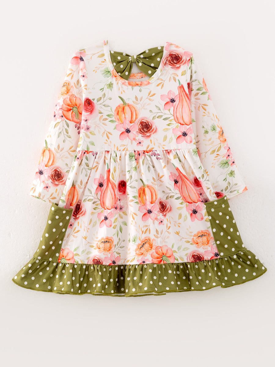 Autumn Girls Floral Print Dress