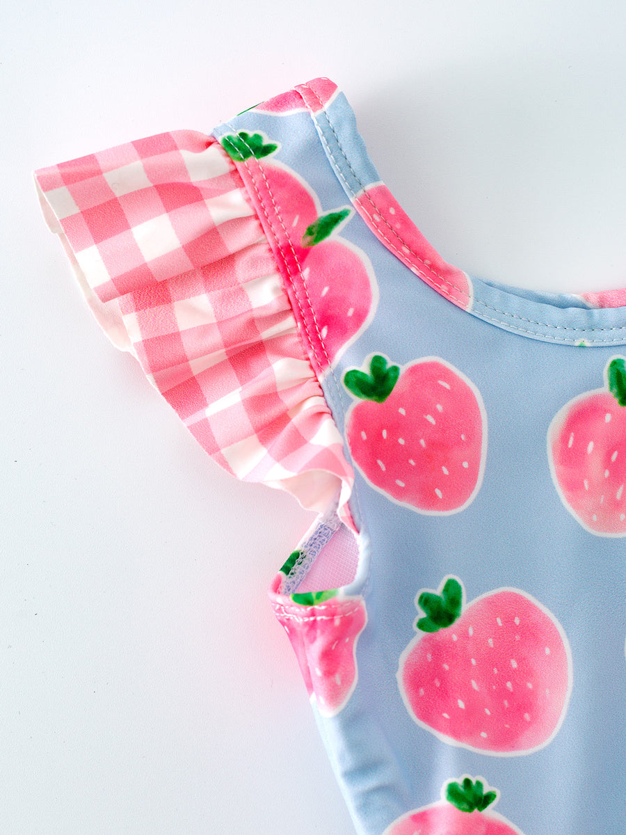 "Strawberry" Plaid Girls' Swimsuit