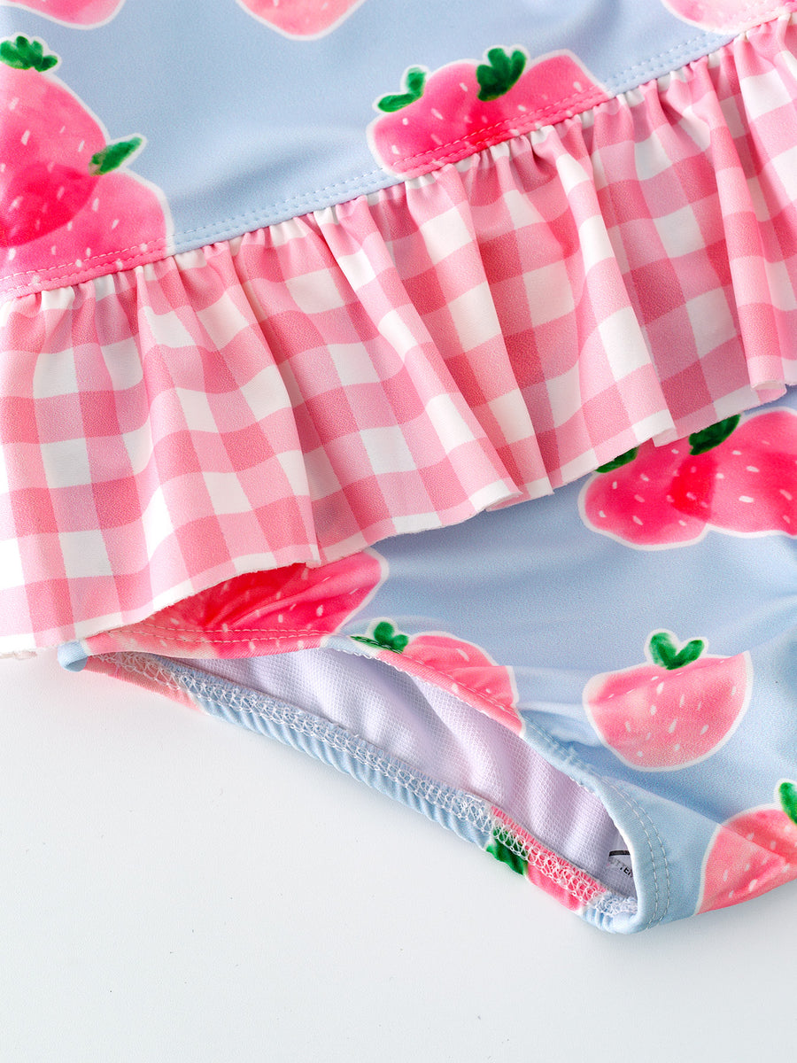 "Strawberry" Plaid Girls' Swimsuit