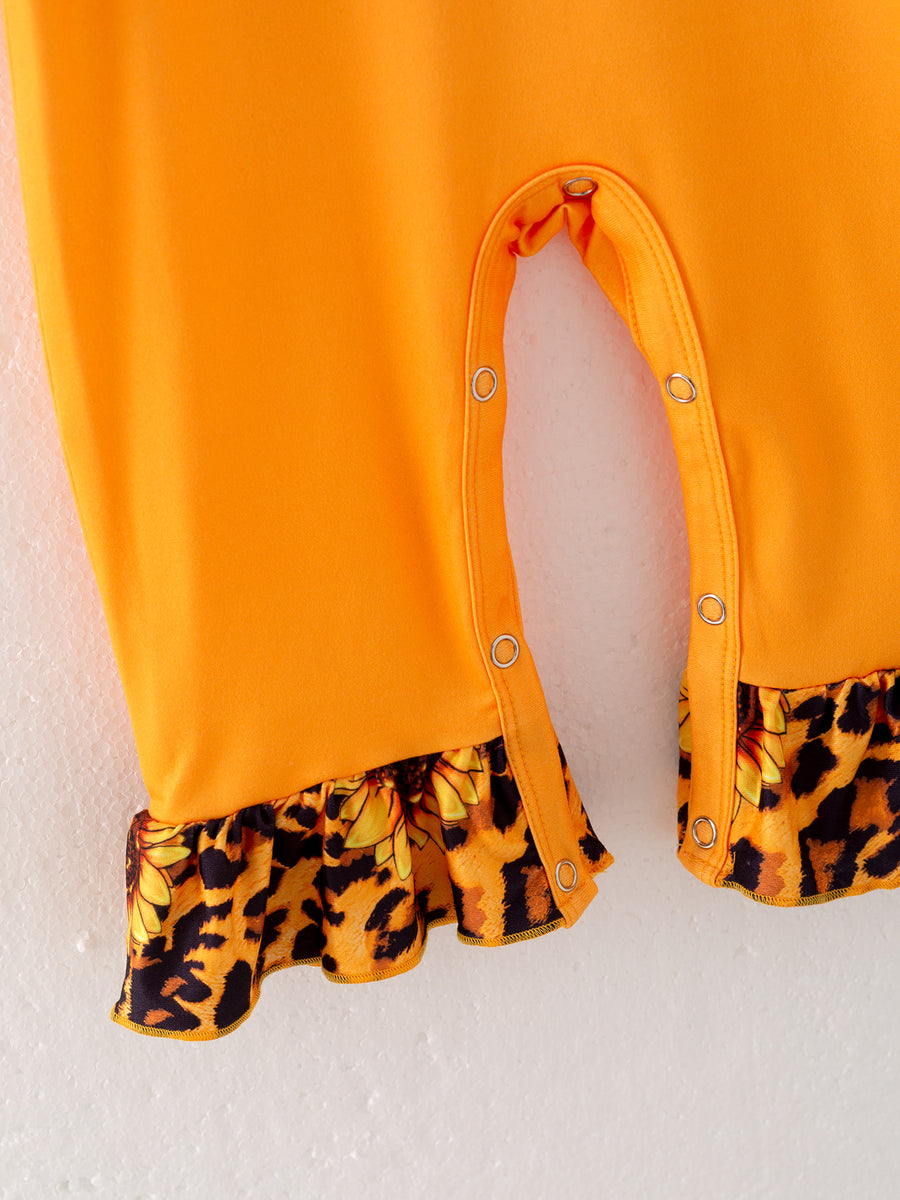 4 piece Baby Girl Autumn /Winter Letter Leopard O-neck Ruffle Romper Set