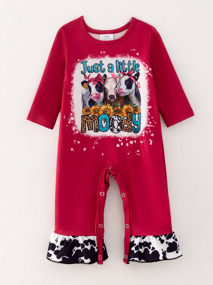 4 piece Baby Girl Autumn /Winter Letter Leopard Floral Ruffle Romper Set