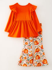 Girls Halloween PumpkinPrint Set