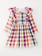 Fall Autumn Baby Girls Plaid Dress